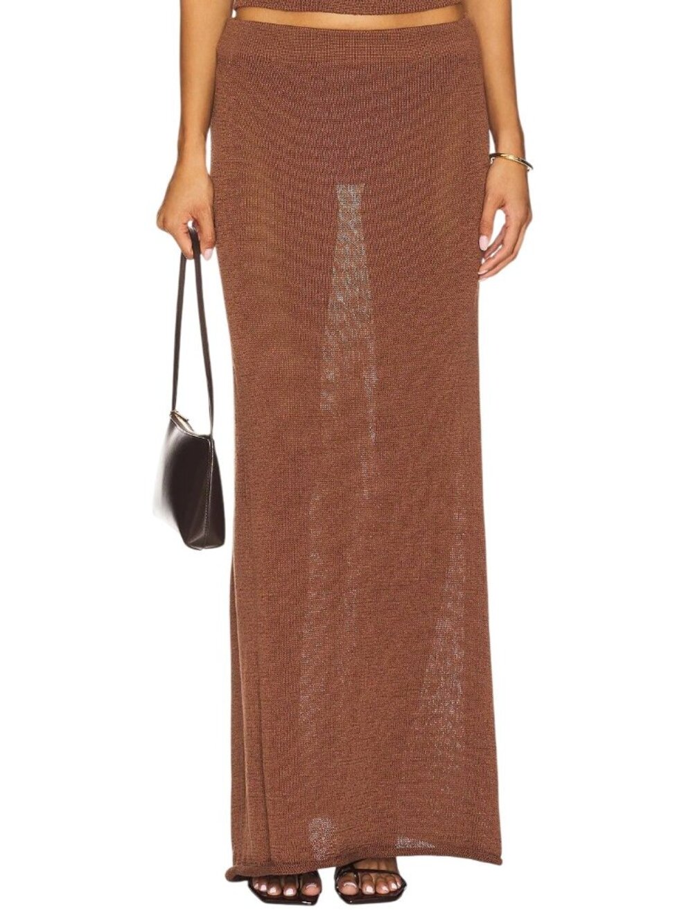 SNDYS Cali Maxi Skirt in Chocolate Brown X-Small New Womens Knit Bottoms